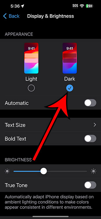 how to enable dark mode on iPhone 15